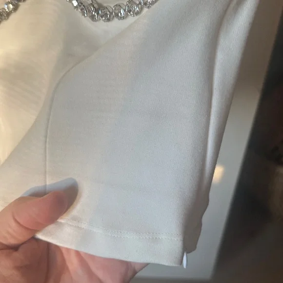 AREA White Crop Top with Silver Embellishments - Picture 7 of 12